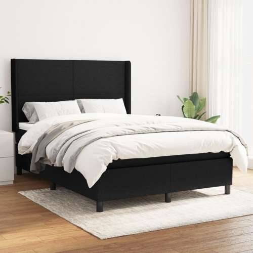 Krevet s oprugama i madracem crni 140 x 190 cm od tkanine - Crna 140 x 190 cm Gladak dizajn Cijena