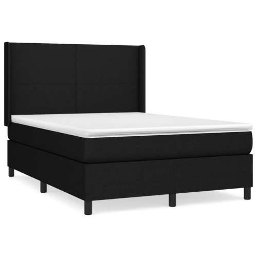 Krevet s oprugama i madracem crni 140 x 190 cm od tkanine - Crna 140 x 190 cm Gladak dizajn Cijena