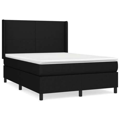 Krevet s oprugama i madracem crni 140 x 190 cm od tkanine - Crna 140 x 190 cm Gladak dizajn Cijena
