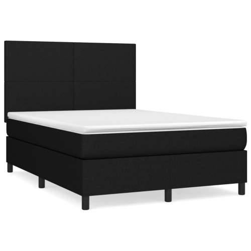Krevet s oprugama i madracem crni 140 x 190 cm od tkanine - Crna 140 x 190 cm Gladak dizajn Cijena