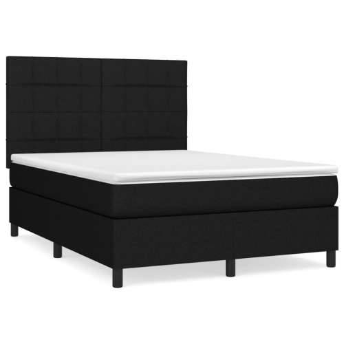 Krevet s oprugama i madracem crni 140 x 190 cm od tkanine - Crna 140 x 190 cm Blok s kvadratima Cijena