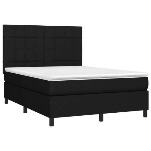 Krevet s oprugama i madracem crni 140 x 190 cm od tkanine - Crna 140 x 190 cm Blok s kvadratima Cijena