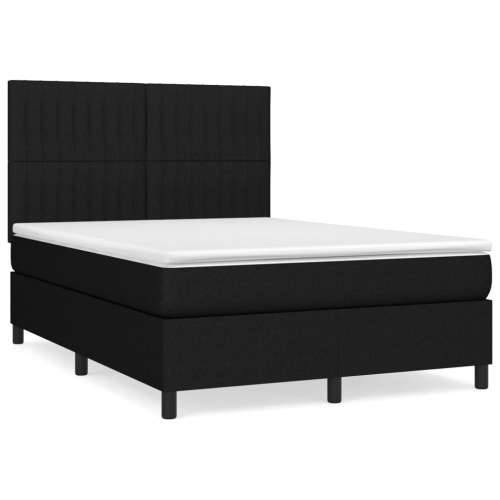 Krevet s oprugama i madracem crni 140 x 190 cm od tkanine - Crna 140 x 190 cm Okomite pruge Cijena