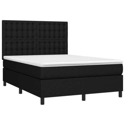 Krevet s oprugama i madracem crni 140 x 190 cm od tkanine - Crna 140 x 190 cm gumbi Cijena