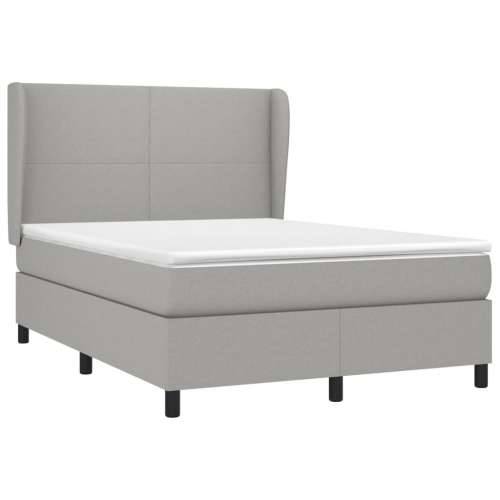 Krevet s oprugama i madracem svjetlosivi 140x190 cm od tkanine - Svjetlosiva 140 x 190 cm Gladak dizajn Cijena