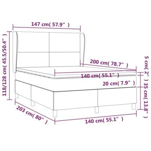 Krevet s oprugama i madracem crni 140x200 cm od tkanine - Crna 140 x 200 cm Gladak dizajn Cijena