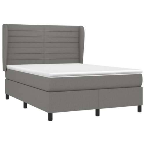 Krevet s oprugama i madracem tamnosivi 140x190 cm od tkanine - Tamno siva 140 x 190 cm vodoravne pruge Cijena