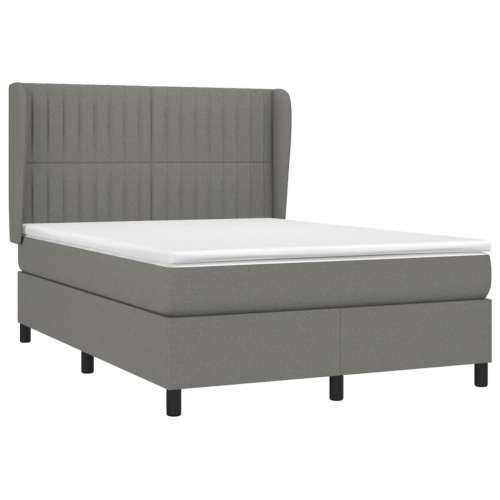 Krevet s oprugama i madracem tamnosivi 140x190 cm od tkanine - Tamno siva 140 x 190 cm Okomite pruge Cijena
