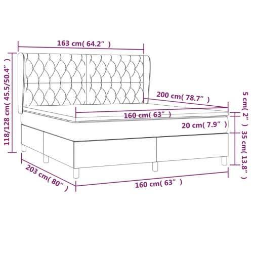 Krevet s oprugama i madracem plavi 160x200 cm od tkanine - Plava 160 x 200 cm Dizajn s gumbima Cijena