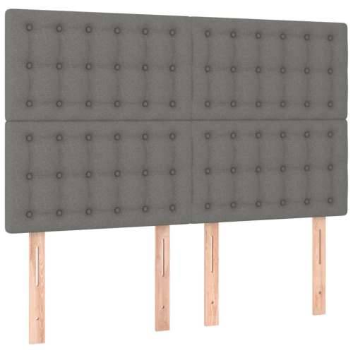 Krevet s oprugama i madracem tamnosivi 140x190 cm od tkanine - Tamno siva 140 x 190 cm gumbi Cijena