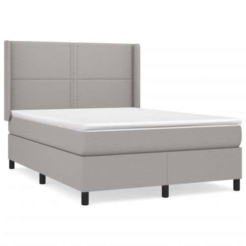 Krevet s oprugama i madracem svjetlosivi 140x190 cm od tkanine - Svjetlosiva 140 x 190 cm Obično s čavlima Cijena
