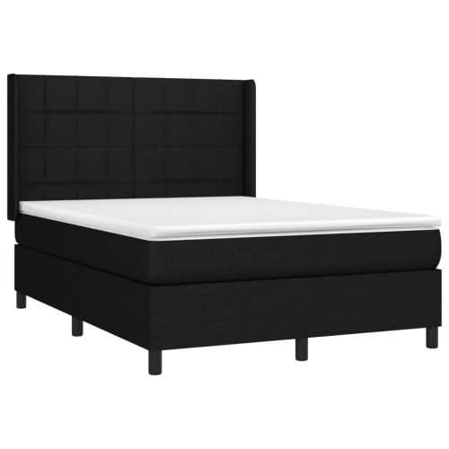 Krevet s oprugama i madracem crni 140x200 cm od tkanine - Crna 140 x 200 cm Blok s kvadratima Cijena