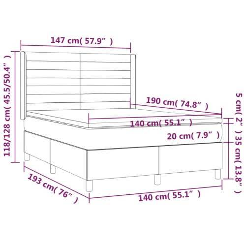 Krevet s oprugama i madracem tamnosivi 140x190 cm od tkanine - Tamno siva 140 x 190 cm vodoravne pruge Cijena