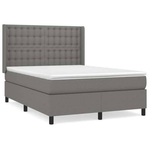 Krevet s oprugama i madracem tamnosivi 140x190 cm od tkanine - Tamno siva 140 x 190 cm gumbi Cijena