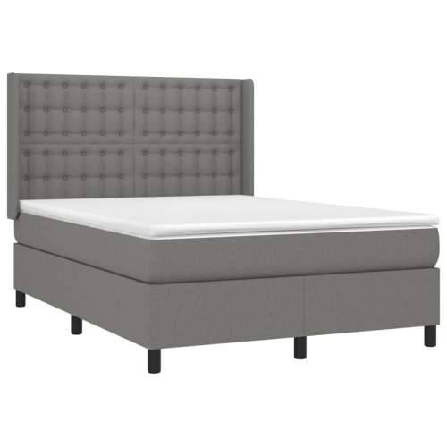 Krevet s oprugama i madracem tamnosivi 140x190 cm od tkanine - Tamno siva 140 x 190 cm gumbi Cijena