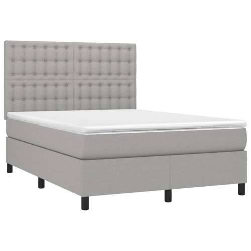Krevet box spring s madracem LED svjetlosivi 140x190 cm tkanina - Svjetlosiva 140 x 190 cm gumbi Cijena