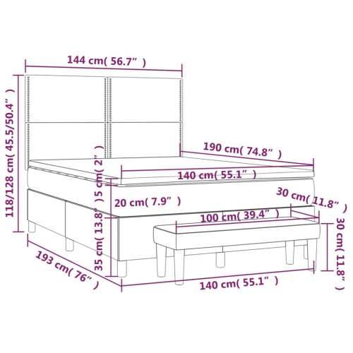 Krevet s oprugama i madracem svjetlosivi 140x190 cm od tkanine Cijena