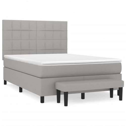 Krevet s oprugama i madracem svjetlosivi 140x190 cm od tkanine - Svjetlosiva 140 x 190 cm Blok s kvadratima Cijena