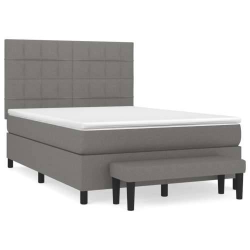 Krevet s oprugama i madracem tamnosivi 140x190 cm od tkanine - Tamno siva 140 x 190 cm Blok s kvadratima Cijena