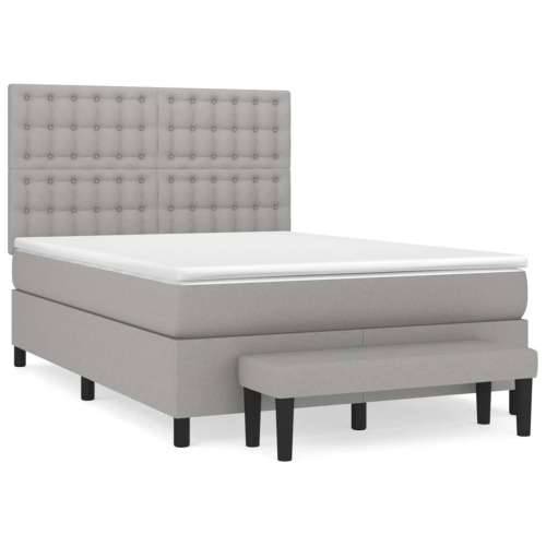 Krevet s oprugama i madracem svjetlosivi 140x190 cm od tkanine - Svjetlosiva 140 x 190 cm gumbi Cijena