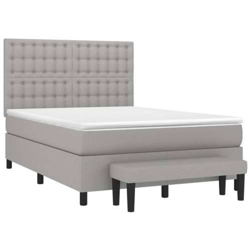 Krevet s oprugama i madracem svjetlosivi 140x190 cm od tkanine - Svjetlosiva 140 x 190 cm gumbi Cijena