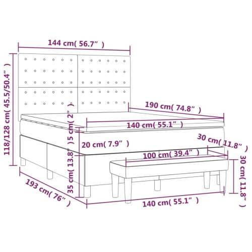 Krevet s oprugama i madracem svjetlosivi 140x190 cm od tkanine - Svjetlosiva 140 x 190 cm gumbi Cijena