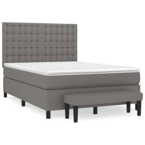 Krevet s oprugama i madracem tamnosivi 140x190 cm od tkanine - Tamno siva 140 x 190 cm gumbi Cijena