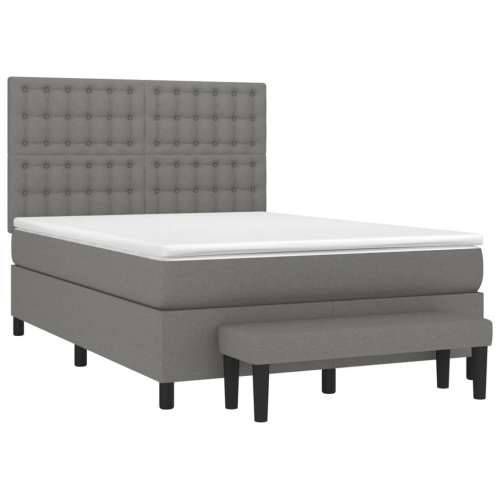 Krevet s oprugama i madracem tamnosivi 140x190 cm od tkanine - Tamno siva 140 x 190 cm gumbi Cijena