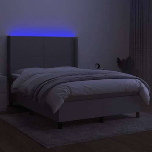 Krevet box spring s madracem LED svjetlosivi 140x190 cm tkanine - Svjetlosiva 140 x 190 cm Gladak dizajn Cijena