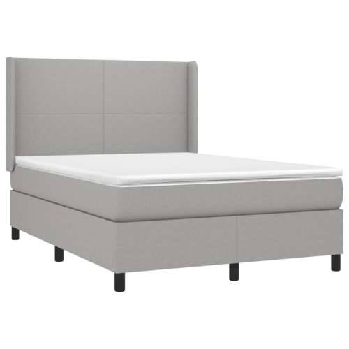Krevet box spring s madracem LED svjetlosivi 140x190 cm tkanine - Svjetlosiva 140 x 190 cm Gladak dizajn Cijena