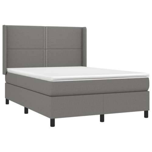 Krevet box spring s madracem LED tamnosivi 140x190 cm tkanina - Tamno siva 140 x 190 cm Obično s čavlima Cijena