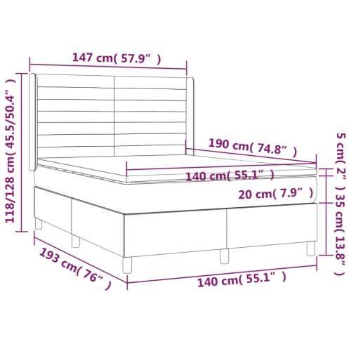 Krevet box spring s madracem LED svjetlosivi 140x190 cm tkanina - Svjetlosiva 140 x 190 cm vodoravne pruge Cijena