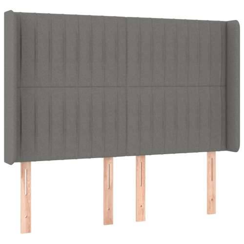 Krevet box spring s madracem LED tamnosivi 140x190 cm tkanina - Tamno siva 140 x 190 cm Okomite pruge Cijena