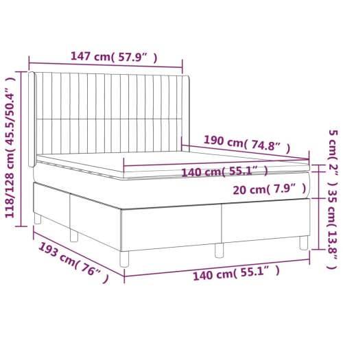Krevet box spring s madracem LED tamnosivi 140x190 cm tkanina - Tamno siva 140 x 190 cm Okomite pruge Cijena