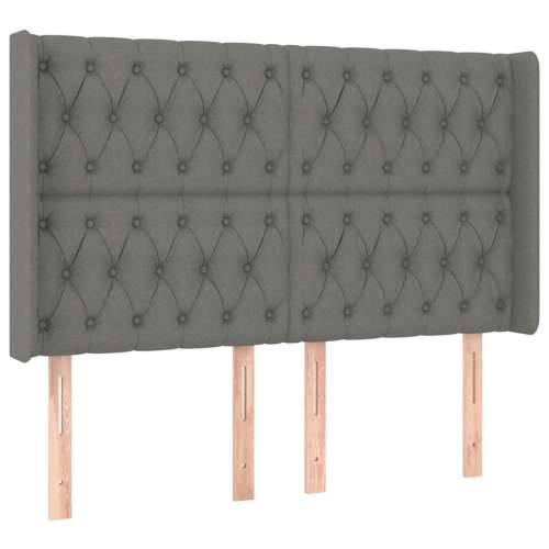 Krevet box spring s madracem LED tamnosivi 140x190 cm tkanina - Tamno siva 140 x 190 cm Dizajn s gumbima Cijena