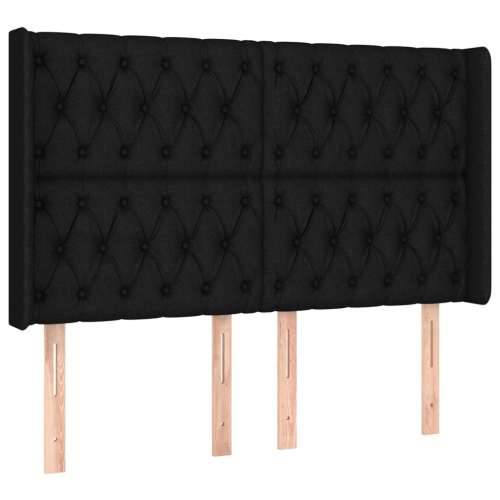 Krevet box spring s madracem LED crni 140x200 cm od tkanine - Crna 140 x 200 cm Dizajn s gumbima Cijena