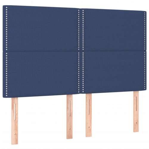Krevet box spring s madracem LED plavi 140x200 cm od tkanine - Plava 140 x 200 cm Obično s čavlima Cijena