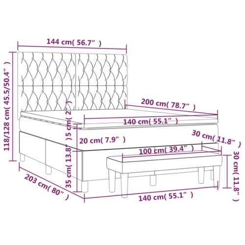 Krevet s oprugama i madracem plavi 140x200 cm od tkanine - Plava 140 x 200 cm Dizajn s gumbima Cijena