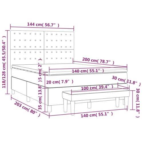 Krevet s oprugama i madracem plavi 140x200 cm od tkanine - Plava 140 x 200 cm gumbi Cijena