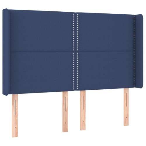 Krevet box spring s madracem LED plavi 140x200 cm od tkanine - Plava 140 x 200 cm Obično s čavlima Cijena