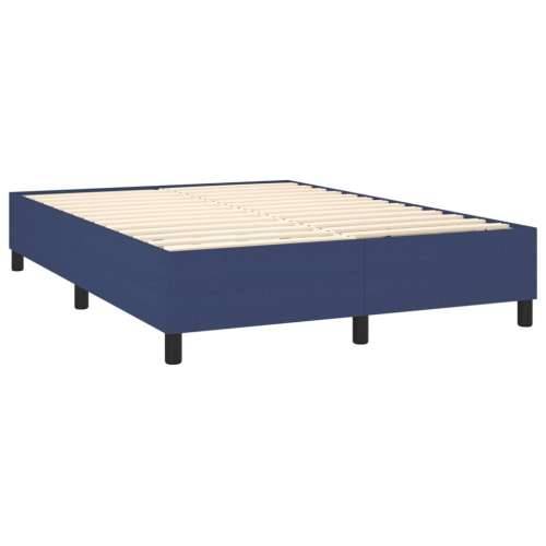 Krevet box spring s madracem LED plavi 140x200 cm od tkanine - Plava 140 x 200 cm Dizajn s gumbima Cijena