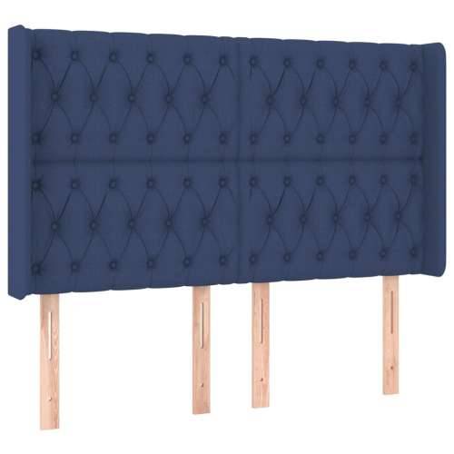 Krevet box spring s madracem LED plavi 140x200 cm od tkanine - Plava 140 x 200 cm Dizajn s gumbima Cijena