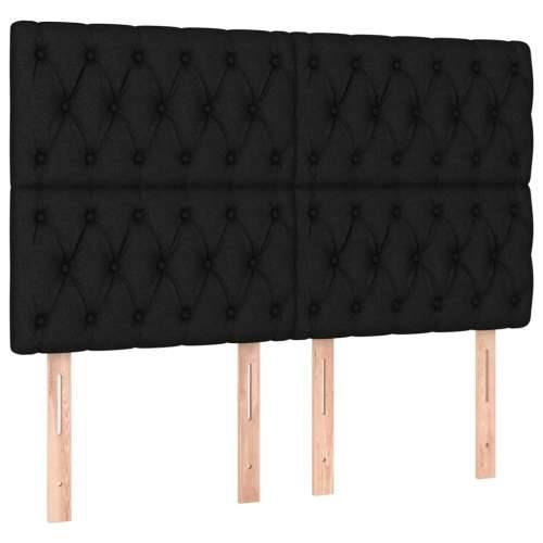 Krevet s oprugama i madracem crni 140x200 cm od tkanine - Crna 140 x 200 cm Dizajn s gumbima Cijena