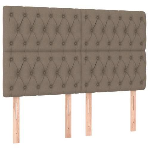 Krevet box spring s madracem LED smeđesivi 140x200 cm tkanina - Sivo-smeđa 140 x 200 cm Dizajn s gumbima Cijena