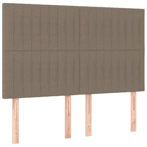 Krevet s oprugama i madracem smeđesivi 140x200 cm tkanina - Sivo-smeđa 140 x 200 cm Okomite pruge Cijena