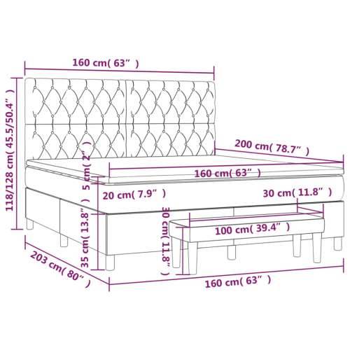 Krevet s oprugama i madracem plavi 160x200 cm od tkanine - Plava 160 x 200 cm Dizajn s gumbima Cijena