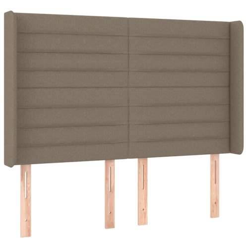 Krevet box spring s madracem LED smeđesivi 140x200 cm tkanina - Sivo-smeđa 140 x 200 cm vodoravne pruge Cijena