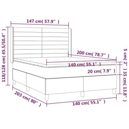 Krevet box spring s madracem LED smeđesivi 140x200 cm tkanina - Sivo-smeđa 140 x 200 cm vodoravne pruge Cijena