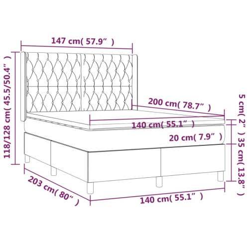 Krevet box spring s madracem LED smeđesivi 140x200 cm tkanina - Sivo-smeđa 140 x 200 cm Dizajn s gumbima Cijena