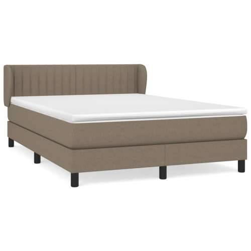 Krevet s oprugama i madracem smeđesivi 140 x 190 cm od tkanine - Sivo-smeđa 140 x 190 cm Okomite pruge Cijena